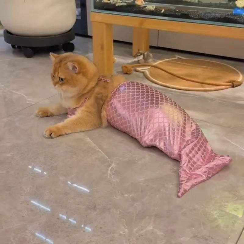 Pet Cat Mermaid Pet Costume Dog Dresses Funny Swimsuit Fish Tail Design Cute Bikini Dog Summer Pet Halloween Clothing