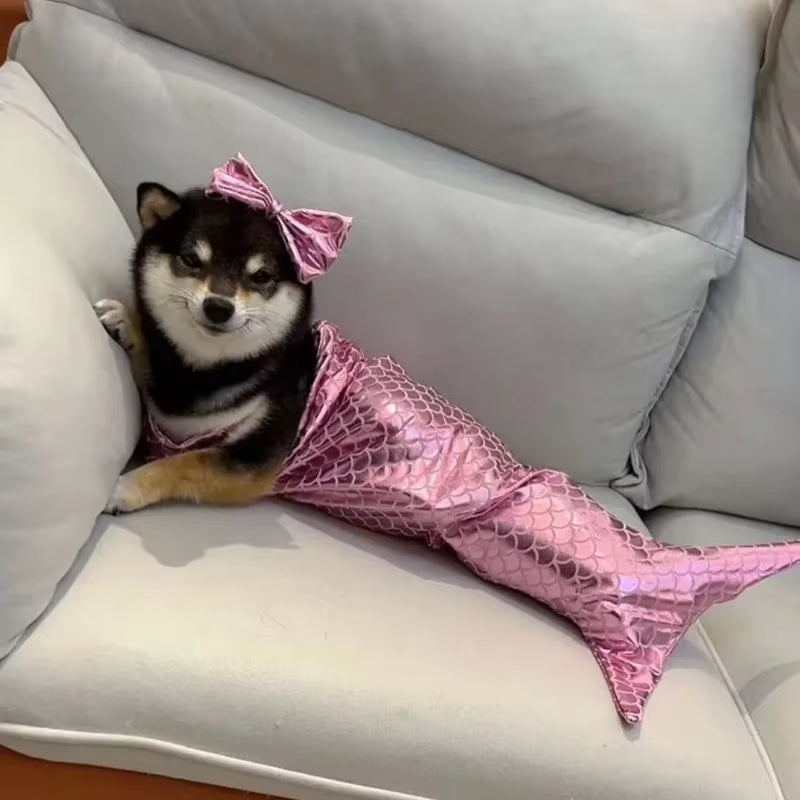 Pet Cat Mermaid Pet Costume Dog Dresses Funny Swimsuit Fish Tail Design Cute Bikini Dog Summer Pet Halloween Clothing